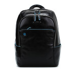 Leather Backpack // Black + Blue