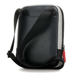 Small Leather Crossbody Bag // Gray + Black + Red