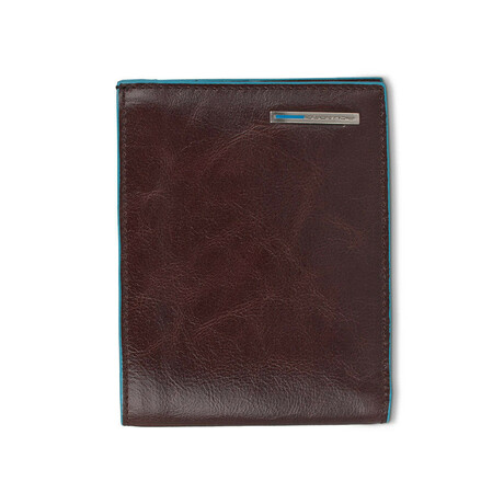 Leather Wallet With Coin Purse // Brown + Blue