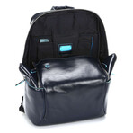 Leather Backpack // Black + Blue