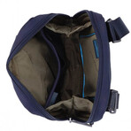 Textile + Leather Crossbody Bag // Navy