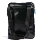 Leather iPad Crossbody Bag // Black + Blue