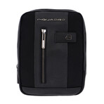 Textile + Leather Crossbody Bag // Black