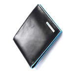 Leather Wallet // 12 Compartments // Black + Blue