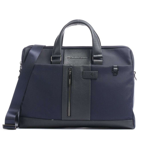Fabric + Leather Laptop Bag // Navy