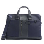 Fabric + Leather Laptop Bag // Navy