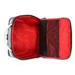 Leather Anti-Theft Backpack // Gray + Black + Red