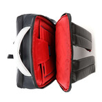 Leather Anti-Theft Backpack // Gray + Black + Red