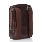 Leather Crossbody Bag // Brown + Blue