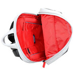 Leather Backpack // Gray + Black + Red