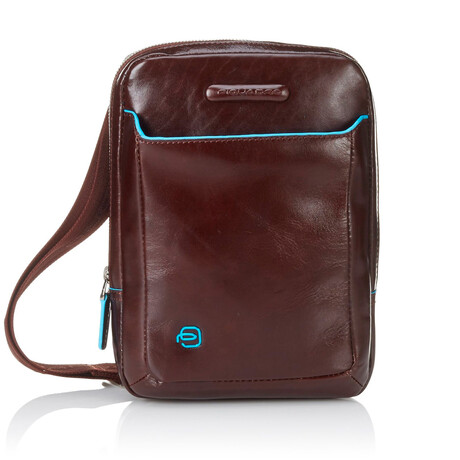 Leather Crossbody Bag // Brown + Blue