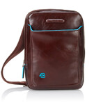Leather Crossbody Bag // Brown + Blue