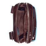 Leather Crossbody Bag // Brown + Blue