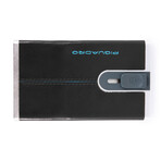 Leather Sliding-System Card Case // Black + Blue