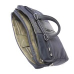 Fabric + Leather Laptop Bag // Navy