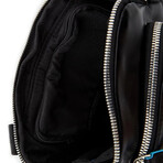 Leather iPad Crossbody Bag // Black + Blue