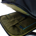 Leather + Nylon Backpack // Navy