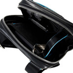 Leather iPad Mini Crossbody Bag // Black + Blue