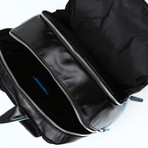 Leather Backpack // Black + Blue