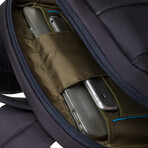 Fabric + Leather Backpack // Navy