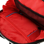 Small Leather Crossbody Bag // Gray + Black + Red