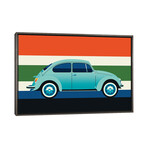 Side View Of Mint Colored Vintage Car With Stripes by Bo Lundberg (18"H x 26"W x 0.75"D)