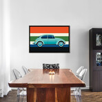 Side View Of Mint Colored Vintage Car With Stripes by Bo Lundberg (18"H x 26"W x 0.75"D)