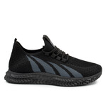 Akademiks Men's Wave Stripe Knit Sneakers // Black + Gray (8 M)