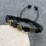 Hexagons Wrap Bracelet // Black + Gold