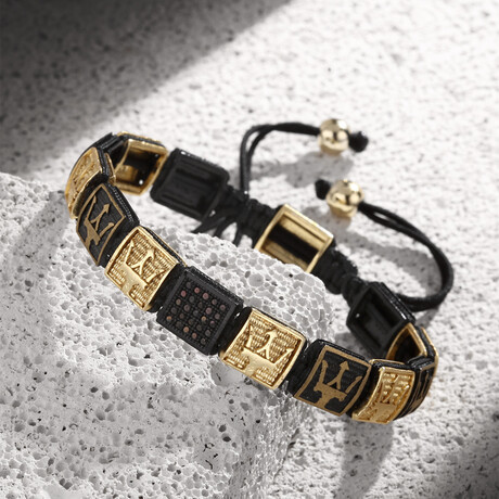Squares Bracelet // Black + Gold