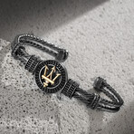 Spartan-Etched Cuff Bracelet // Smoked + Gold