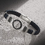 Leather Lion Bracelet // Navy