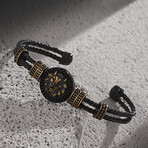 Lion-Etched Cuff Bracelet // Black + Tumbled