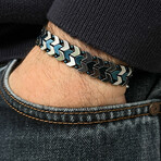 Chevron Bracelet // Navy Blue + Silver