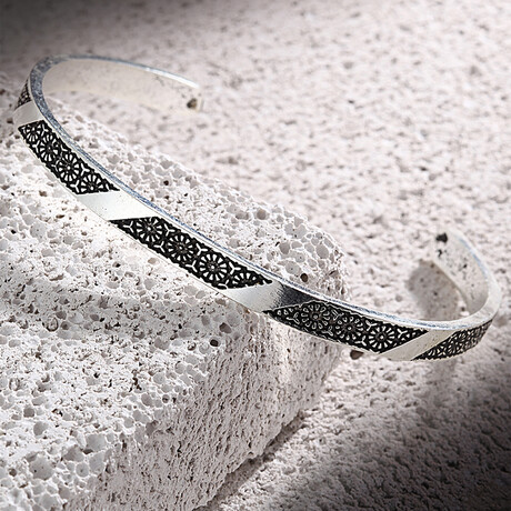 Etched Cuff // Antique Silver