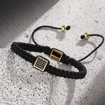 Square Charm Wrap Bracelet // Gold + Black