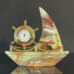 Banded Onyx Nautical Sailboat Clock