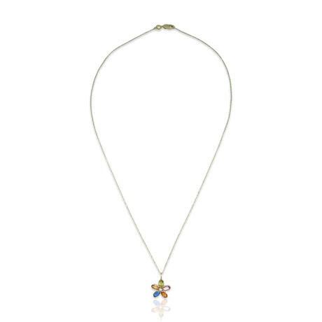 18K Yellow Gold Multi-Sapphire + Diamond Necklace // 16" // Pre-Owned