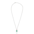 Platinum + 18K White Gold Diamond + Emerald Necklace // 16" // Pre-Owned