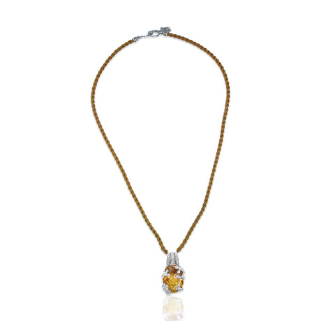 14K White Gold Citrine + Diamond Necklace // 18" // Pre-Owned