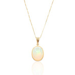 18K Yellow Gold White Opal + Diamond Necklace // 16" // Pre-Owned