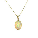 18K Yellow Gold White Opal + Diamond Necklace // 16" // Pre-Owned