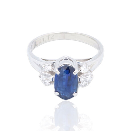 Estate // Platinum Diamond + Sapphire Ring I // Ring Size: 5 // Pre-Owned