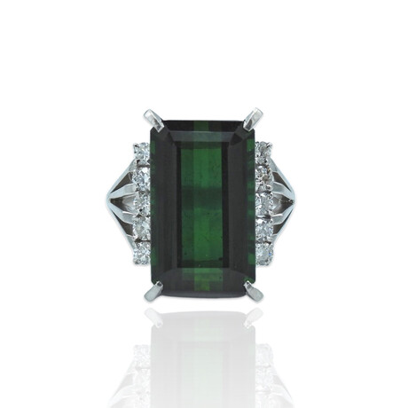 Platinum Diamond + Tourmaline Ring // Ring Size: 6.75 // Pre-Owned