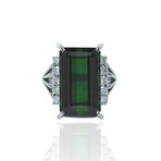 Platinum Diamond + Tourmaline Ring // Ring Size: 6.75 // Pre-Owned