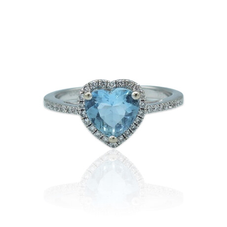 14K White Gold Topaz + Diamond Ring // Ring Size: 7 // Pre-Owned