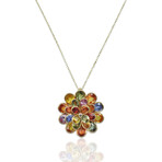 18K Yellow Gold Diamond + Sapphires Necklace // 16" // Pre-Owned