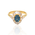 18K Yellow Gold Diamond + Sapphire Ring // Ring Size: 6.25 // Pre-Owned