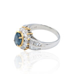Platinum + 18K Yellow Gold Diamond + Sapphire Ring // Ring Size: 8.25 // Pre-Owned