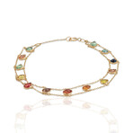 18K Yellow Gold Pear Shape Multi Sapphire Double Line Bracelet // 7.5" // Pre-Owned